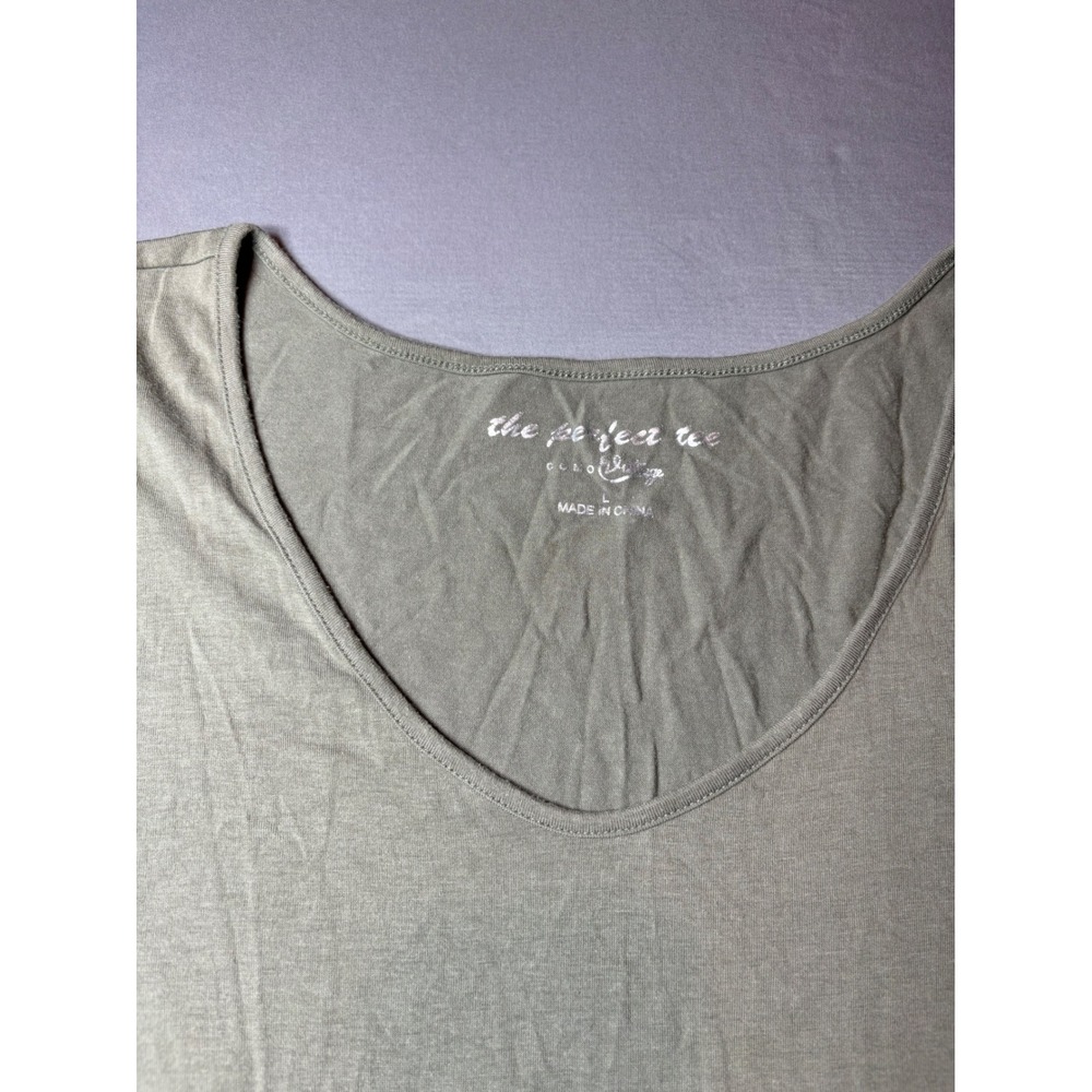 The Perfect Tee Womens Large Olive Green Scoop Neck Short Sleeve Basic T-Shirt - Picture 2 of 3